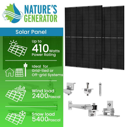 410 Watt Monocrystalline Solar Panel (4 Pack) with Roof Mount Rack