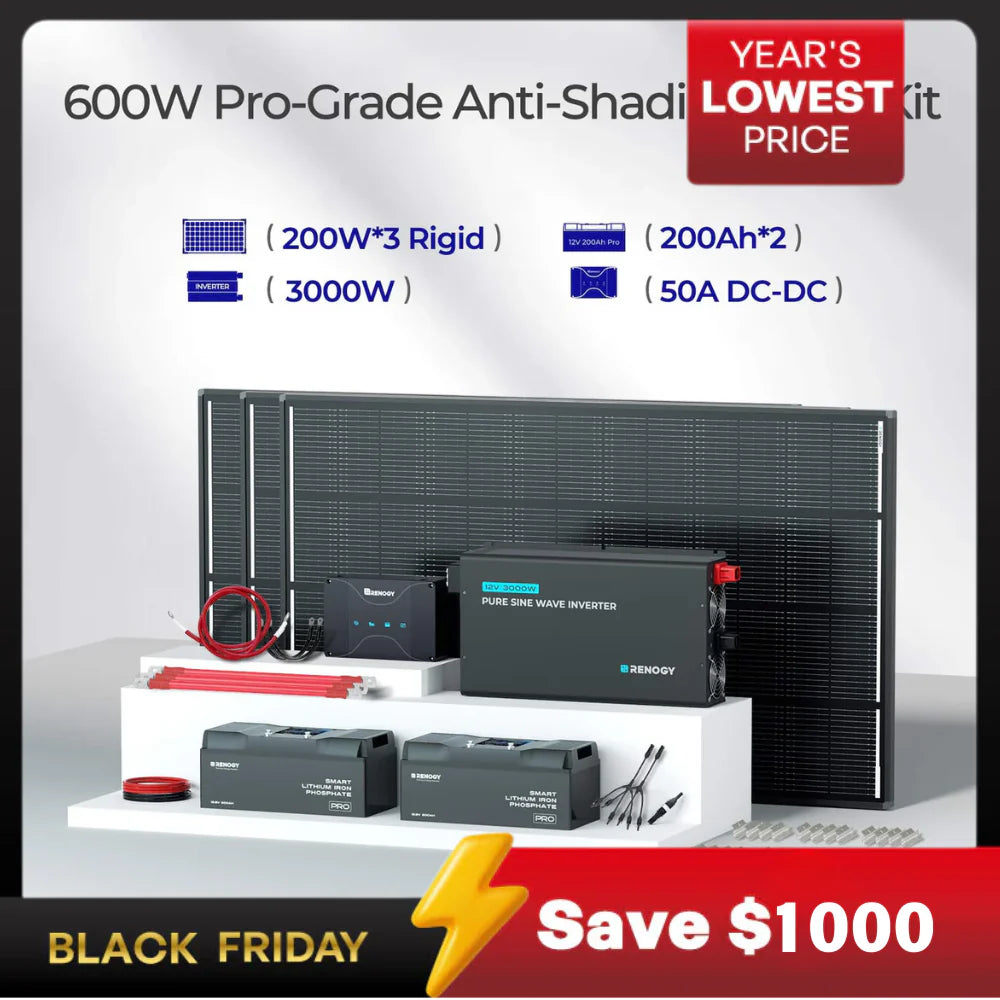 Renogy ShadowFlux™ N-Type Anti-Shading Solar Panel – 200W / 120W