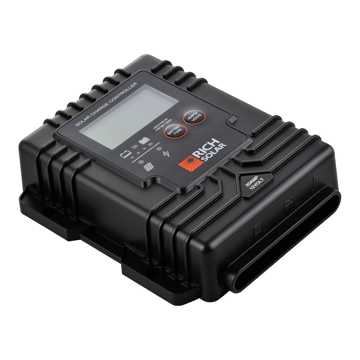 BRAVO Waterproof 20 – 20A PWM Solar Charge Controller, 12V Compatible, IP67 Rated