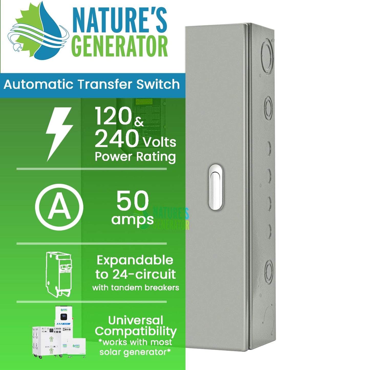 Nature's Generator 50A Automatic Transfer Switch – Seamless Backup Power Integration