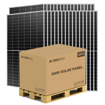 550W Mono PERC Solar Panel – Full Pallet (32 Panels), UL 61730, CEC Listed