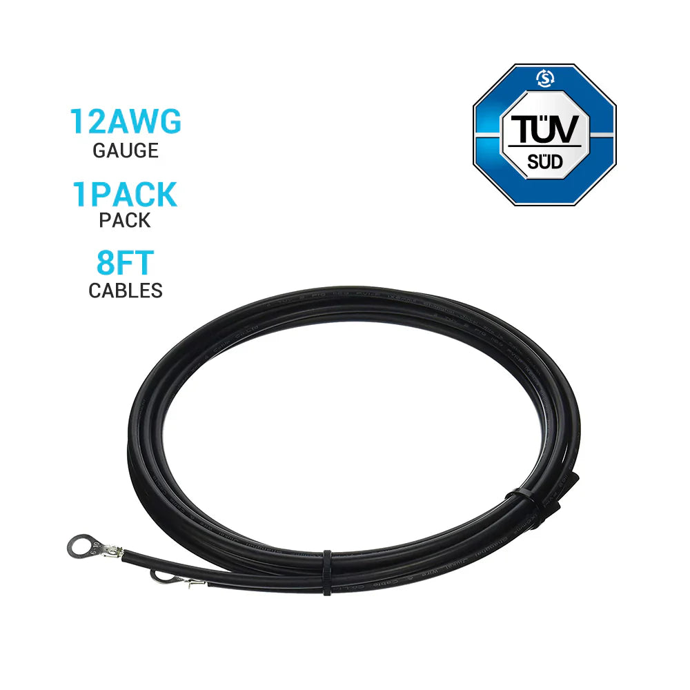 Renogy Battery to Charge Controller Tray Cables – 3/8 in Ring Lugs