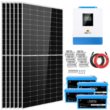 Off-Grid Solar Kit 5000W 48VDC 120V with 10.24KWH LiFePO4 Battery and 2700W Solar Panels – SungoldPower SGK-5PRO