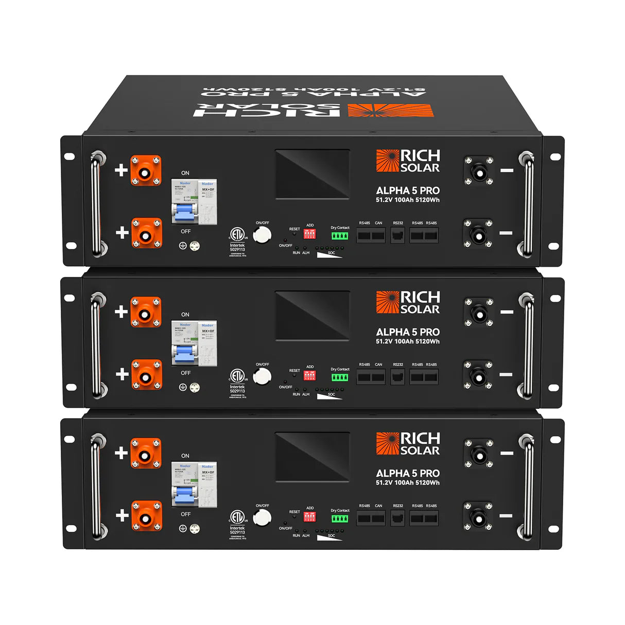Rich Solar ALPHA 5 PRO Series  48V 100Ah LiFePO4 Server Rack Battery  UL1973 & UL9540A Certified  Bluetooth, Smart BMS, Heating Option  Residential, Commercial, Off-Gri