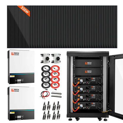 Complete Off-Grid Solar Kit – 13,000W 120/240V Output, 48VDC, 19.2kWh Server Battery, 12,800W PV