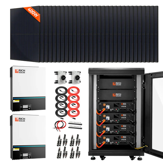 Complete Off-Grid Solar Kit – 13,000W 120/240V Output, 48VDC, 19.2kWh Server Battery, 12,800W PV
