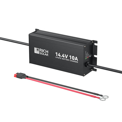 Rich Solar 12V (14.4V) 10A LiFePO4 Battery Charger 100–240VAC Smart Protection