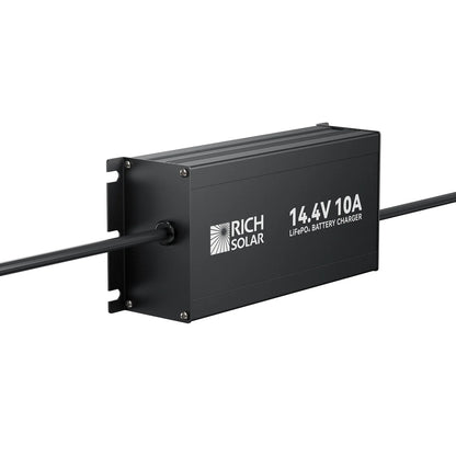 Rich Solar 12V (14.4V) 10A LiFePO4 Battery Charger 100–240VAC Smart Protection