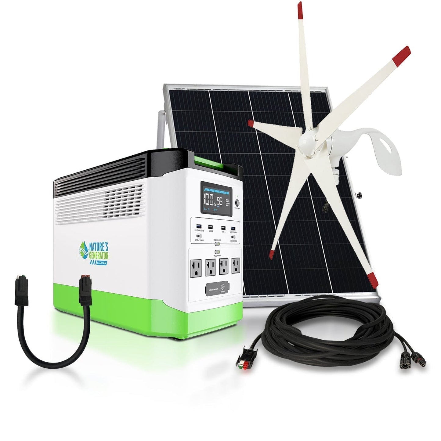 Nature’s Generator Lithium 1800 Solar and Wind Generator – Expandable Backup Power System