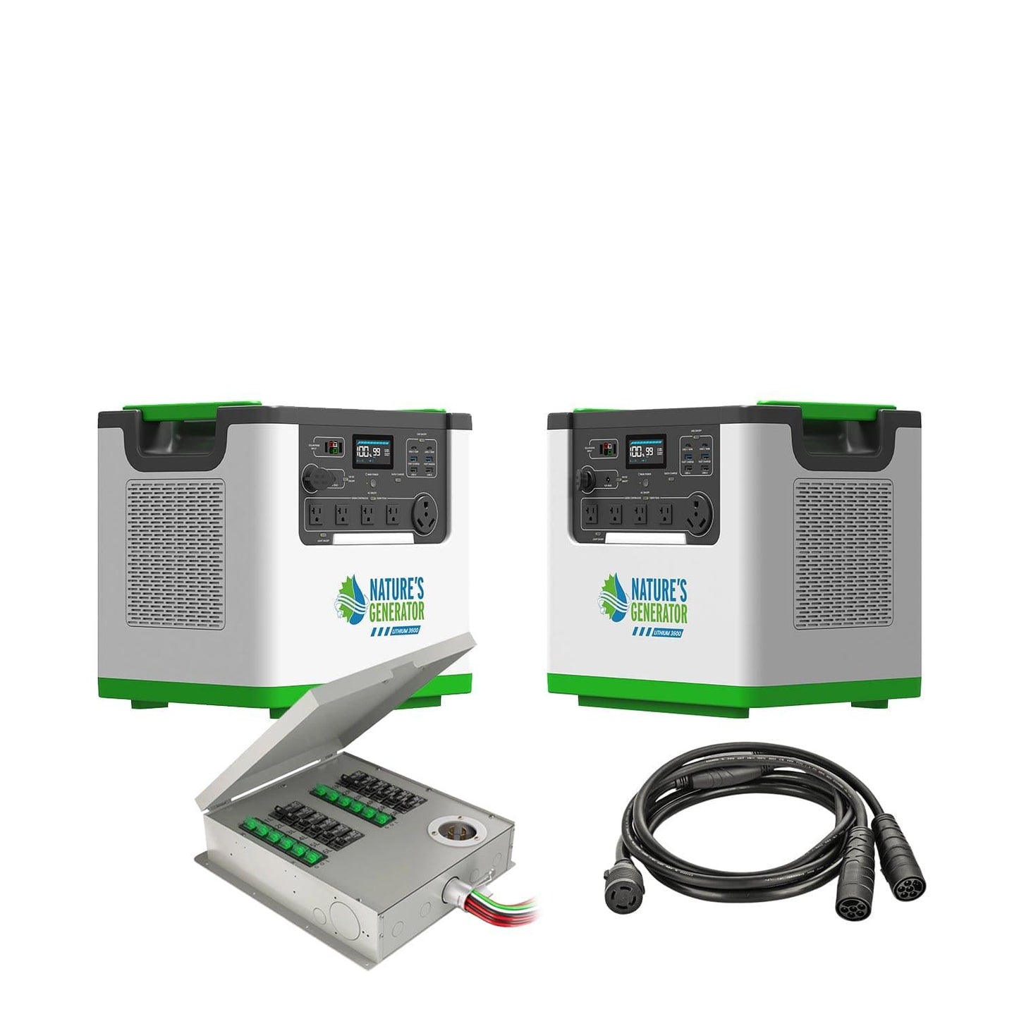 Nature’s Generator Lithium 3600 Solar Generator with Transfer Switch – Expandable Backup Power System