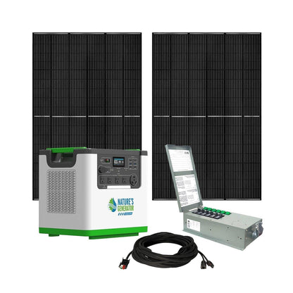 Nature’s Generator Lithium 3600 Solar Generator with Transfer Switch – Expandable Backup Power System