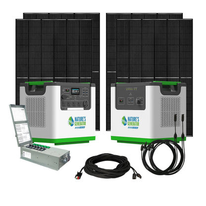 Nature’s Generator Lithium 3600 Solar Generator with Transfer Switch – Expandable Backup Power System