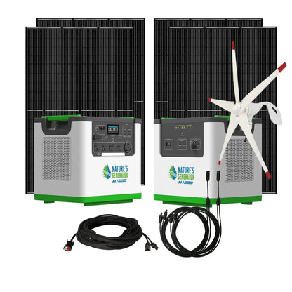 Nature’s Generator Lithium 3600 Series – Solar & Wind Generator Kits with LiFePO4 Battery, Panels & Turbine