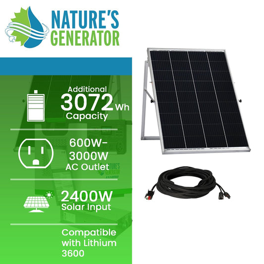 Nature’s Generator Lithium 3600 Solar Generator with Transfer Switch – Expandable Backup Power System