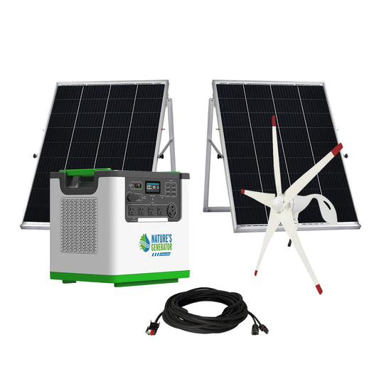 Nature’s Generator Lithium 3600 Series – Solar & Wind Generator Kits with LiFePO4 Battery, Panels & Turbine