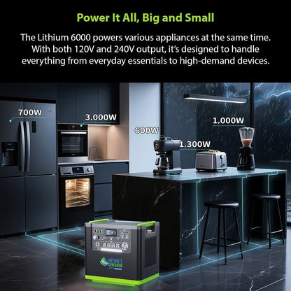 Nature’s Generator Lithium 6000 Series – 6000W Solar Generator Kits with Folding or Rigid Panels