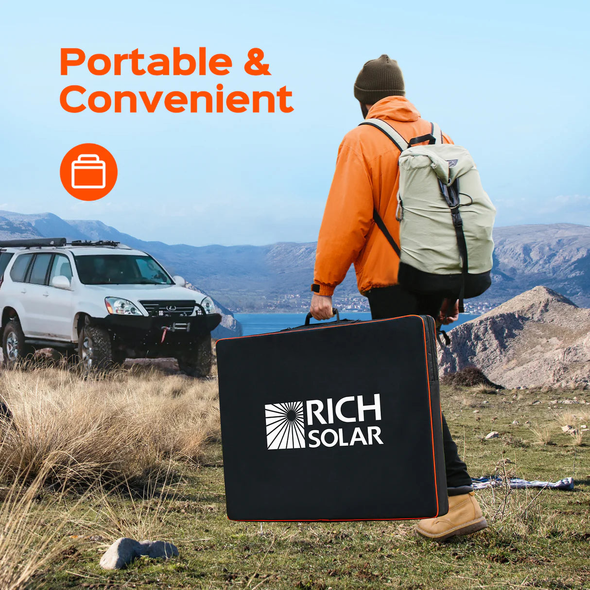 Rich Solar MEGA 200W Portable Briefcase Solar Panel Kit – 12V Monocrystalline, Foldable with Kickstand