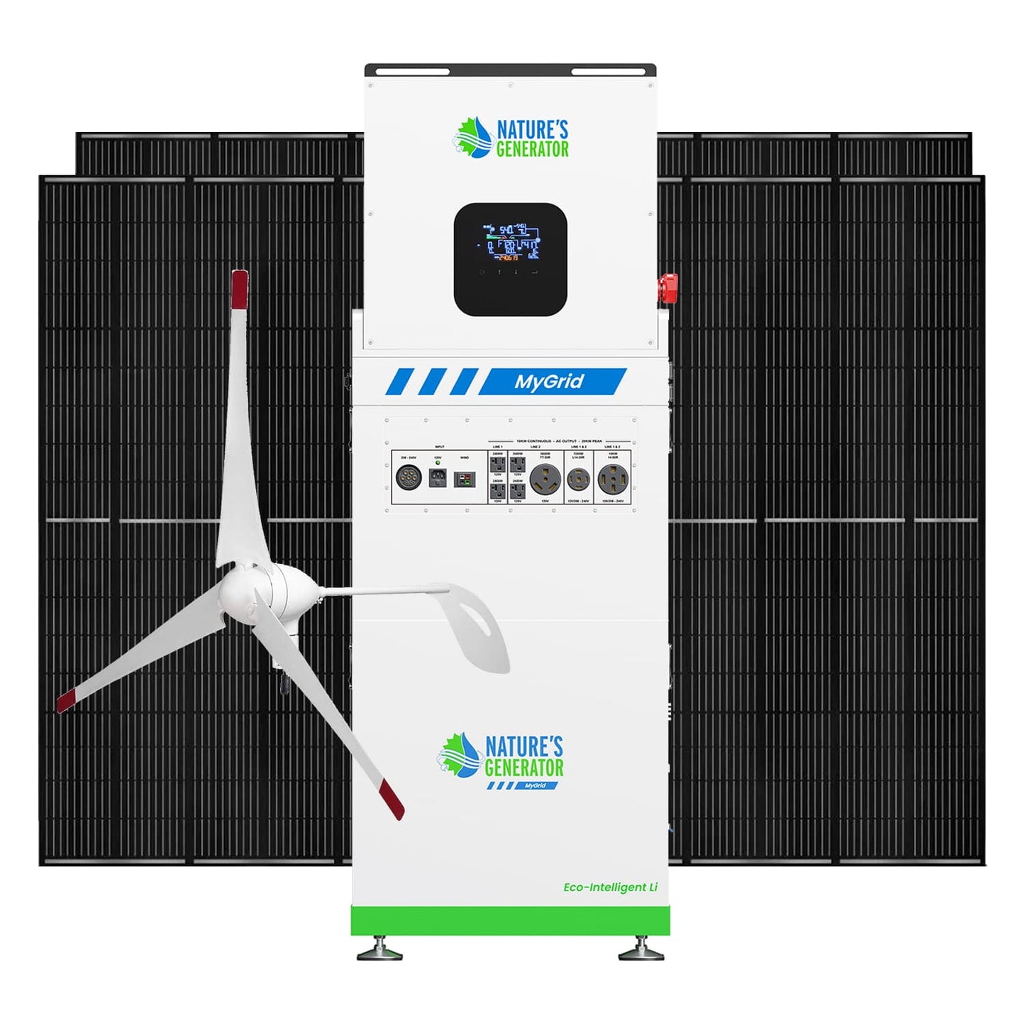 Nature’s Generator MyGrid 10K Series – 10KW Solar & Wind Generator Kits with Rigid Panels and Battery Options for Whole Home Backup