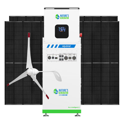 Nature’s Generator MyGrid 10K Series – 10KW Solar & Wind Generator Kits with Rigid Panels and Battery Options for Whole Home Backup