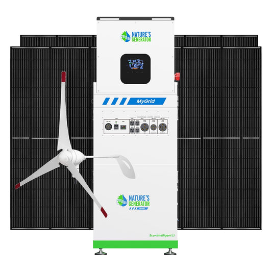 Nature’s Generator MyGrid 10K Series – 10KW Solar & Wind Generator Kits with Rigid Panels and Battery Options for Whole Home Backup
