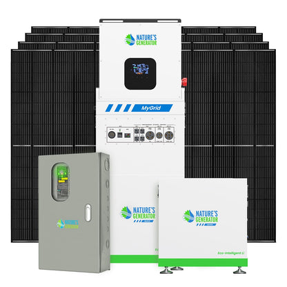 Nature’s Generator MyGrid 10K Series – 10KW House Battery Backup Kits with 50A Automatic Transfer Switch & Solar Options