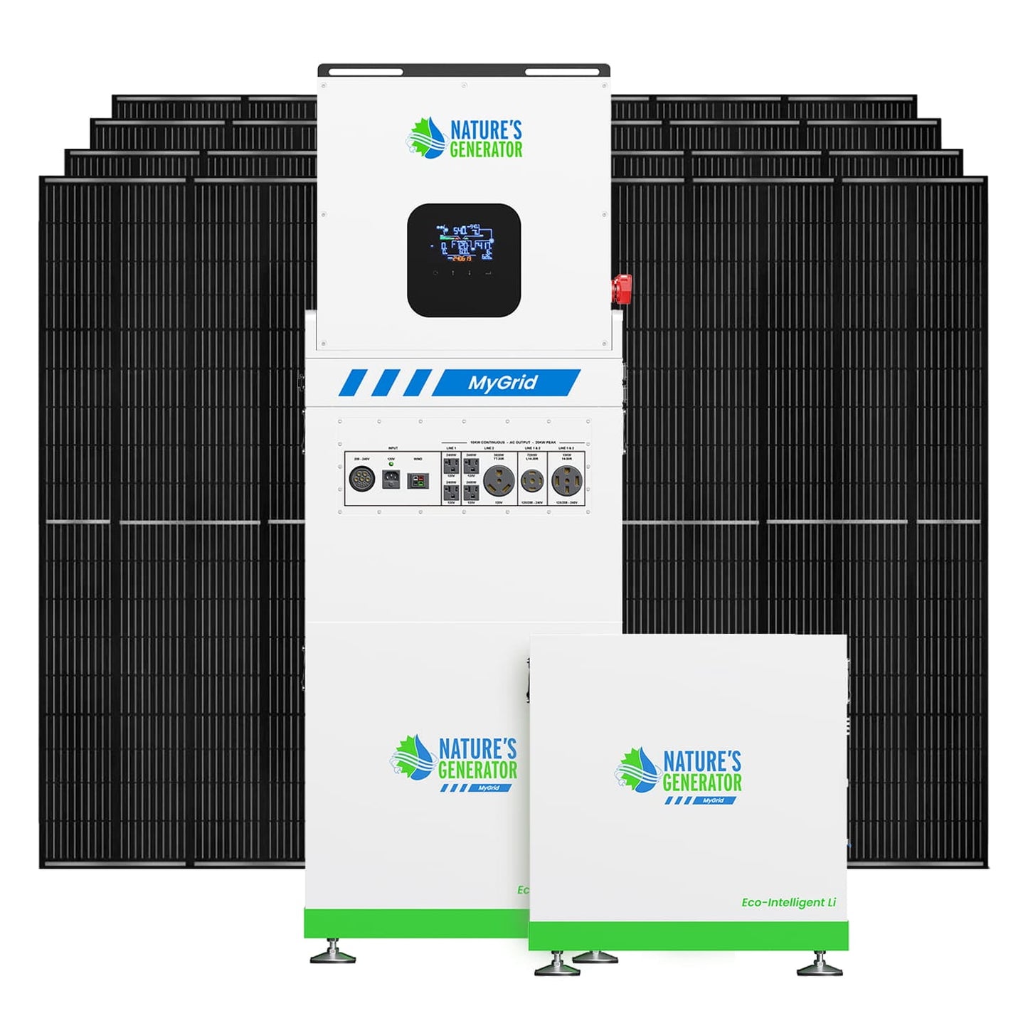 Nature’s Generator MyGrid 10K Series – 10KW Solar Generator Kits with Rigid or Folding Panels & Battery Expansion Options