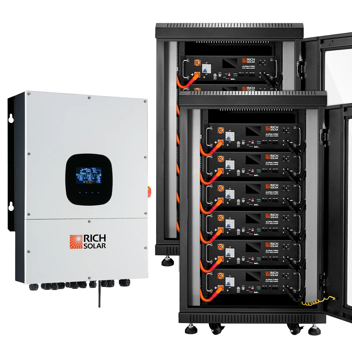 NOVA 12K PV Hybrid Inverter Solar Kit – 61.44kWh Server Lithium Battery, 120/240V Split-Phase Output