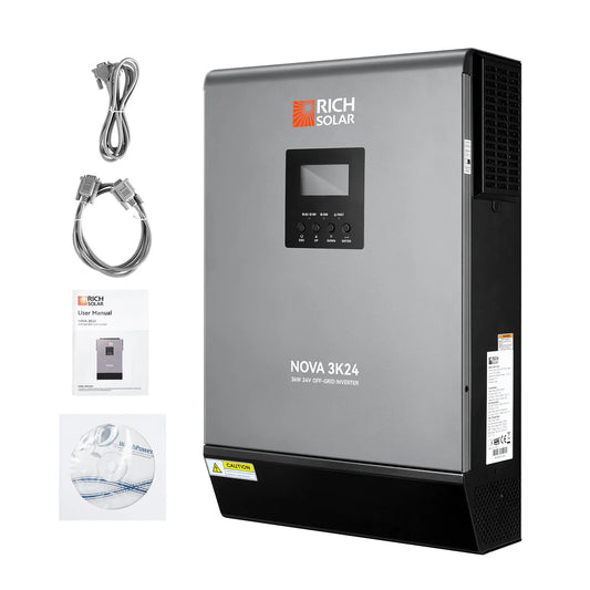 NOVA MAX 3K Hybrid Inverter – 3000W 24V Off-Grid Solar Inverter for RVs, Trailers, Boats, and Overlanders
