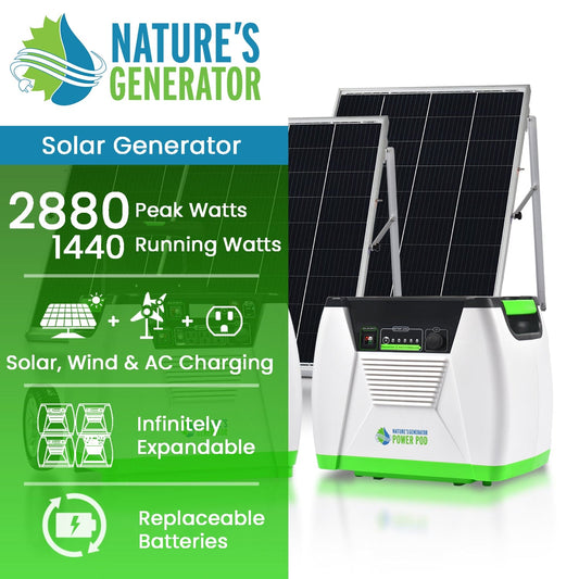 Nature’s Generator – Platinum System, 1800W Solar Generator with 2x Power Pods and 100W Panel
