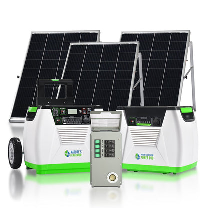 Nature’s Generator Platinum – WE System, 1800W Solar Generator with 2x Power Pods, 100W Panel, Wind Turbine