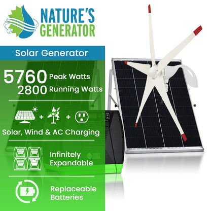Nature’s Generator Elite Gold WE System – 1920W Solar & Wind Generator Kit with Transfer Switch