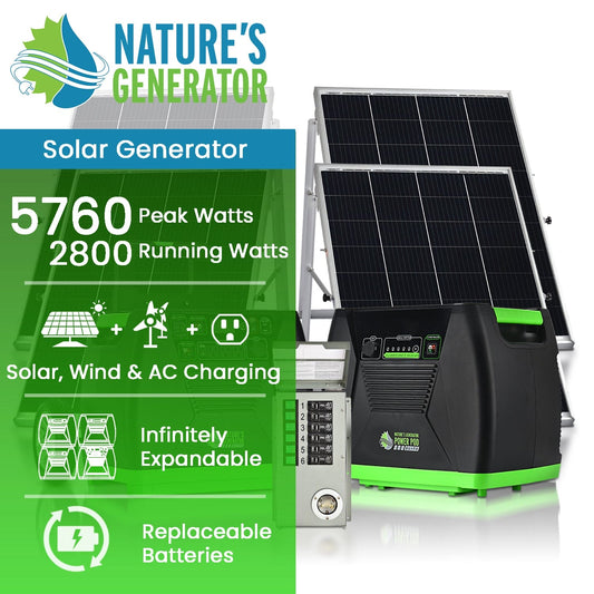 Nature’s Generator Elite Platinum PE System – 3600W Solar Generator with Power Pod and Power Panel