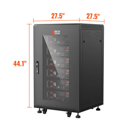 Battery Server Rack for ALPHA 5 PRO – 6-Slot Enclosed Cabinet with Wheels and 600A Bus Bar Covers