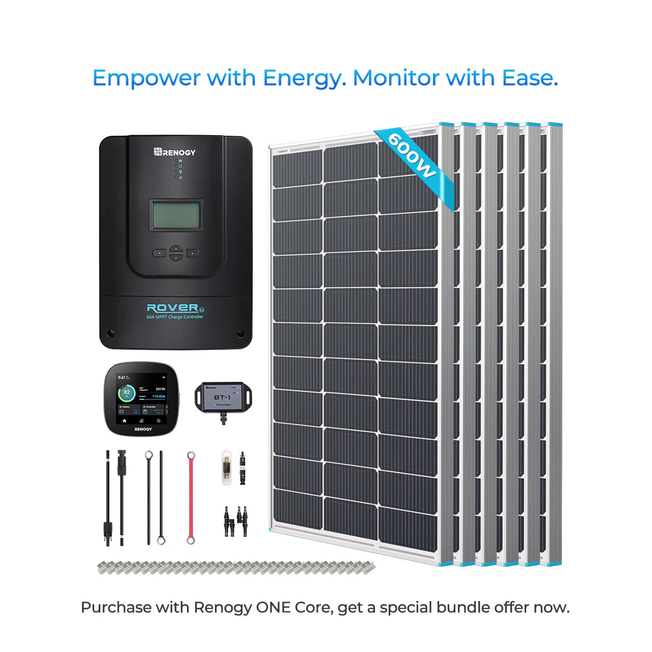 Renogy 600W Solar Premium Kit – 12V/24V System with Rover 60A MPPT Controller
