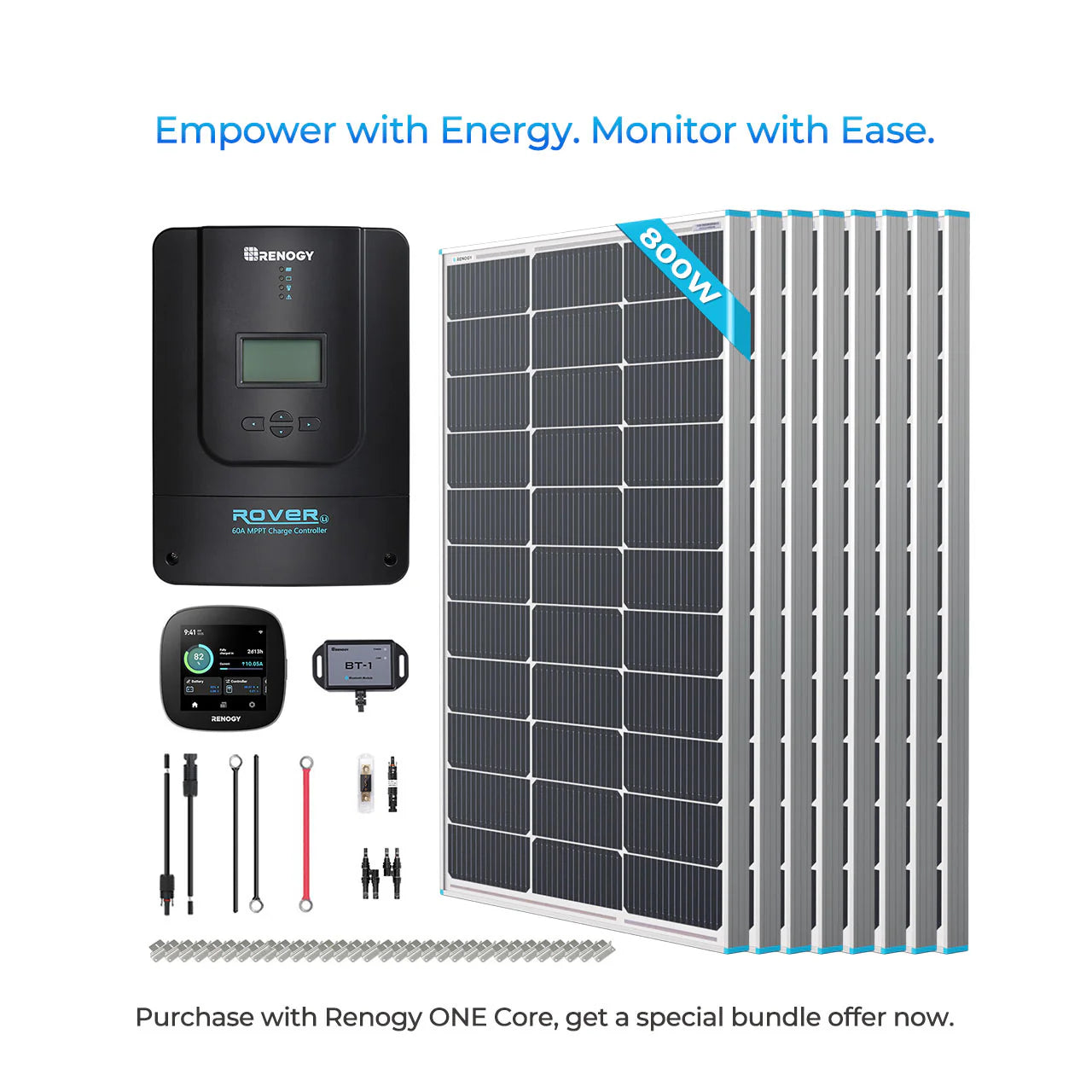 Renogy 800W Solar Premium Kit – 12V/24V System with Rover 60A MPPT Controller