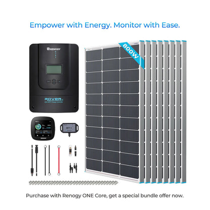 Renogy 800W Solar Premium Kit – 12V/24V System with Rover 60A MPPT Controller