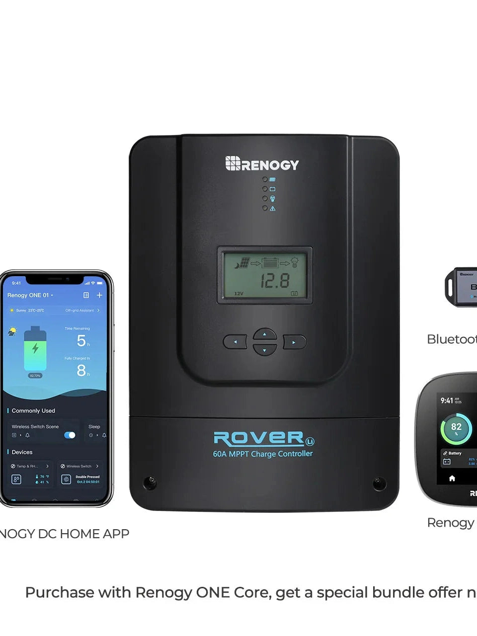 Renogy Rover Li MPPT Solar Charge Controller with Renogy ONE Core – 30A / 40A / 60A / 100A
