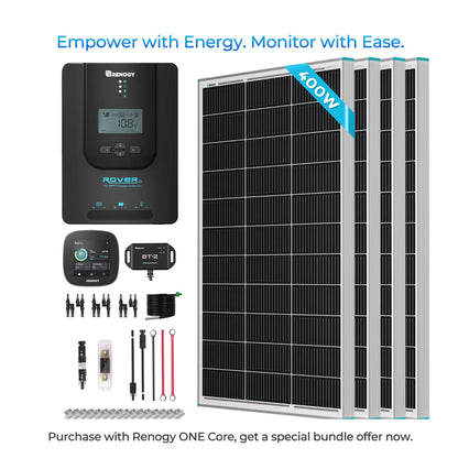 Renogy 400W 12V Solar Premium Kit – MPPT or REGO Controller