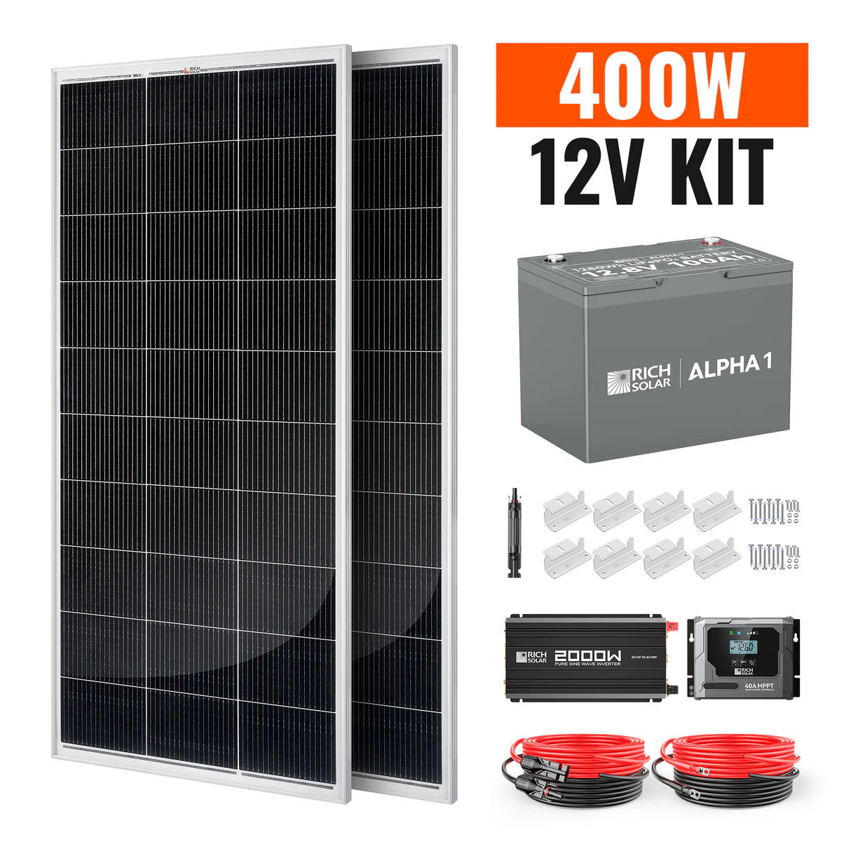 400-Watt Complete Solar Kit – Off-Grid Charging with 40A MPPT Controller