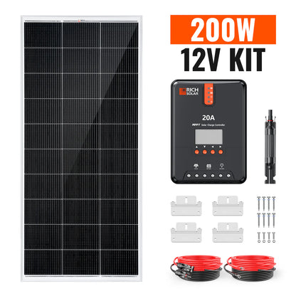 200 Watt Solar Kit – Off-Grid Charging with 20A MPPT Controller