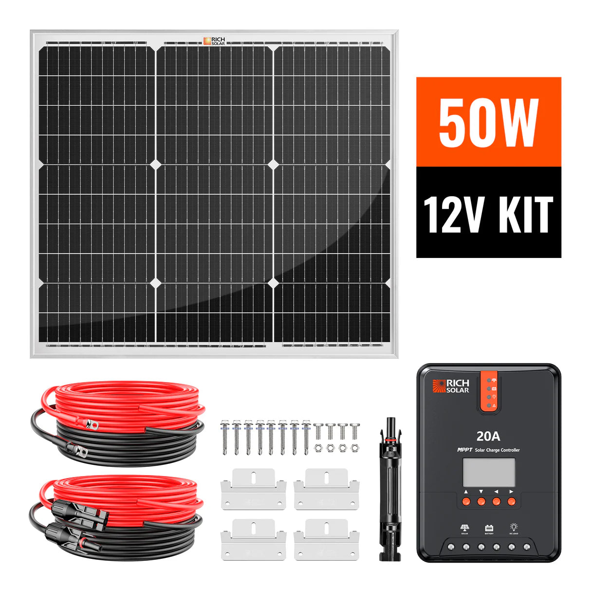 50-Watt Solar Kit – Compact Off-Grid Charging with 10A PWM Controller