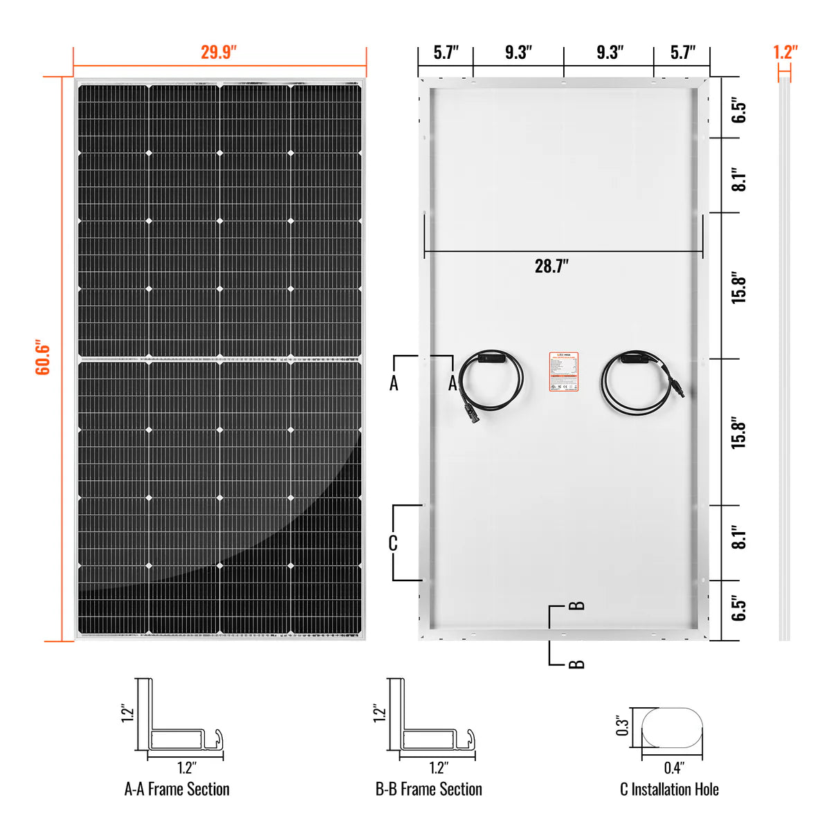 Rich Solar MEGA 250 PRO – 250W 24V Monocrystalline Solar Panel (Silver & Onyx)