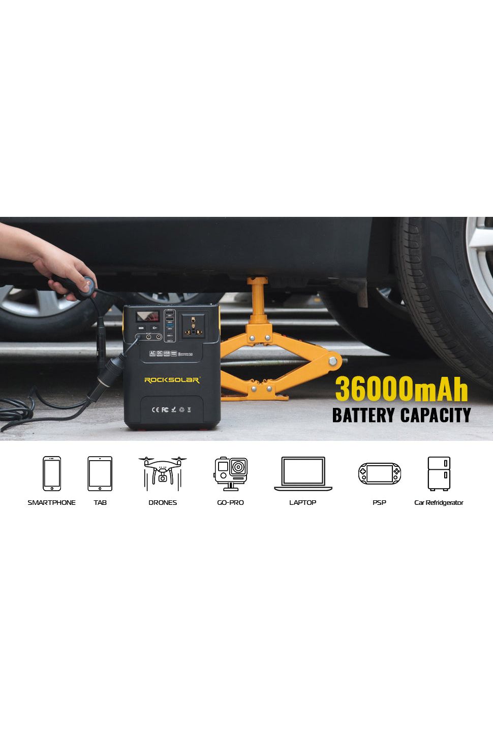 ROCKSOLAR Adventurer 100W 133Wh Portable Power Station – Lightweight Backup for Camping & Mobile Devices