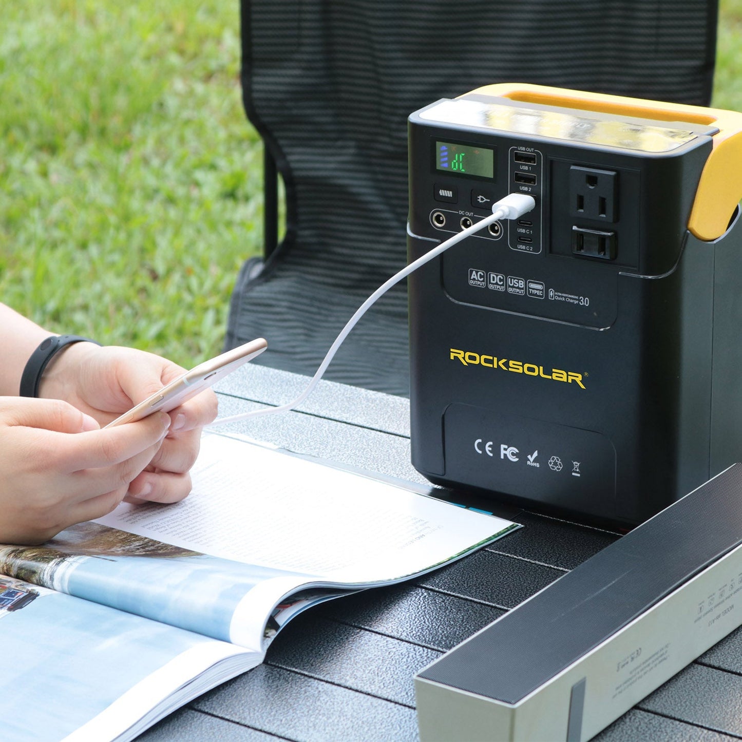 ROCKSOLAR Adventurer 100W 133Wh Portable Power Station – Lightweight Backup for Camping & Mobile Devices