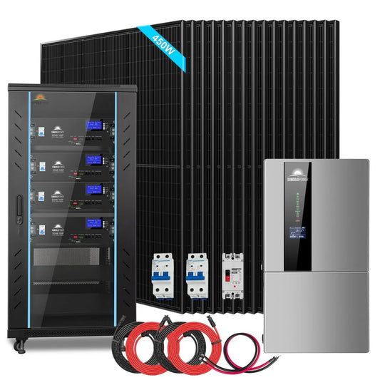 11.4KW Hybrid Solar Kit 48V Split Phase 20.48kWh Lithium Battery + 16 x 440W Solar Panels Off-Grid & Grid-Tied UL1741 Certifie