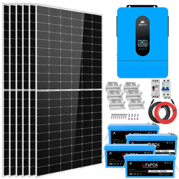 Off-Grid Solar Kit 6500W 48VDC 120V/240V with 10.24KWH LiFePO4 Battery and 2700W Solar Panels – SungoldPower SGK-65PRO