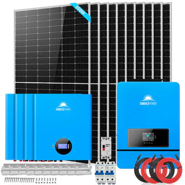 Off-Grid Solar Kit 10000W 48VDC 120V/240V with 20.48KWH PowerWall Battery and 10 × 550W Solar Panels – SungoldPower SGM-10K20