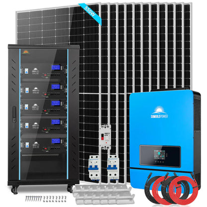 Off-Grid Solar Kit – 10kW 48VDC Split Phase, 25.6kWh LiFePO₄ Battery, 12 x 550W Panels (SGR-10K25S)