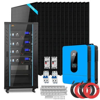 Off-Grid Solar Kit 13000W 48VDC 120V/240V with 20.48KWH LiFePO4 Battery and 14 × 415W Solar Panels – SungoldPower SGR-13KM