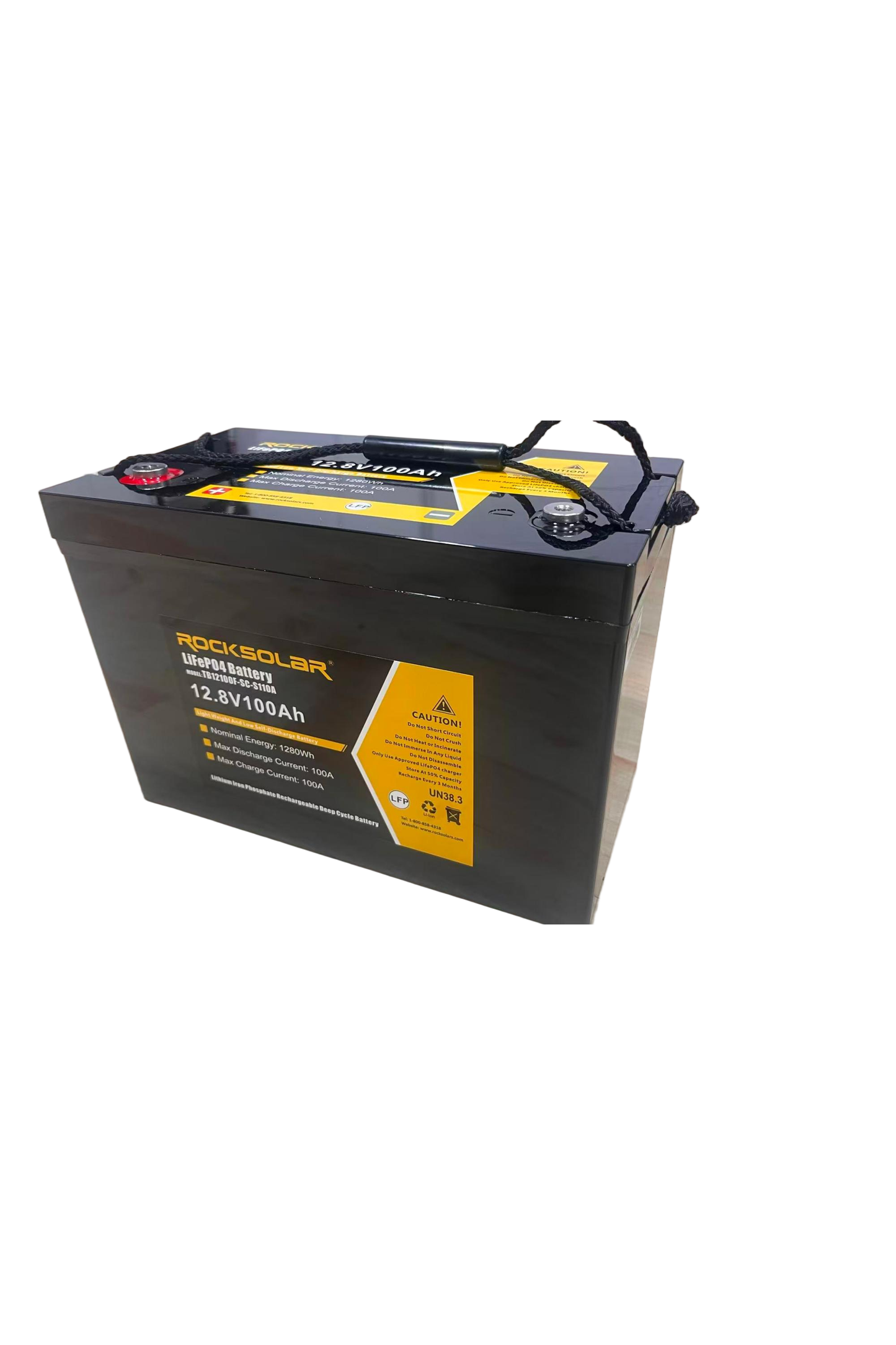 ROCKSOLAR 12.8V 100Ah Deep Cycle LiFePO4 Battery – Ultra-Long Life Power for Solar, RV & Marine Systems